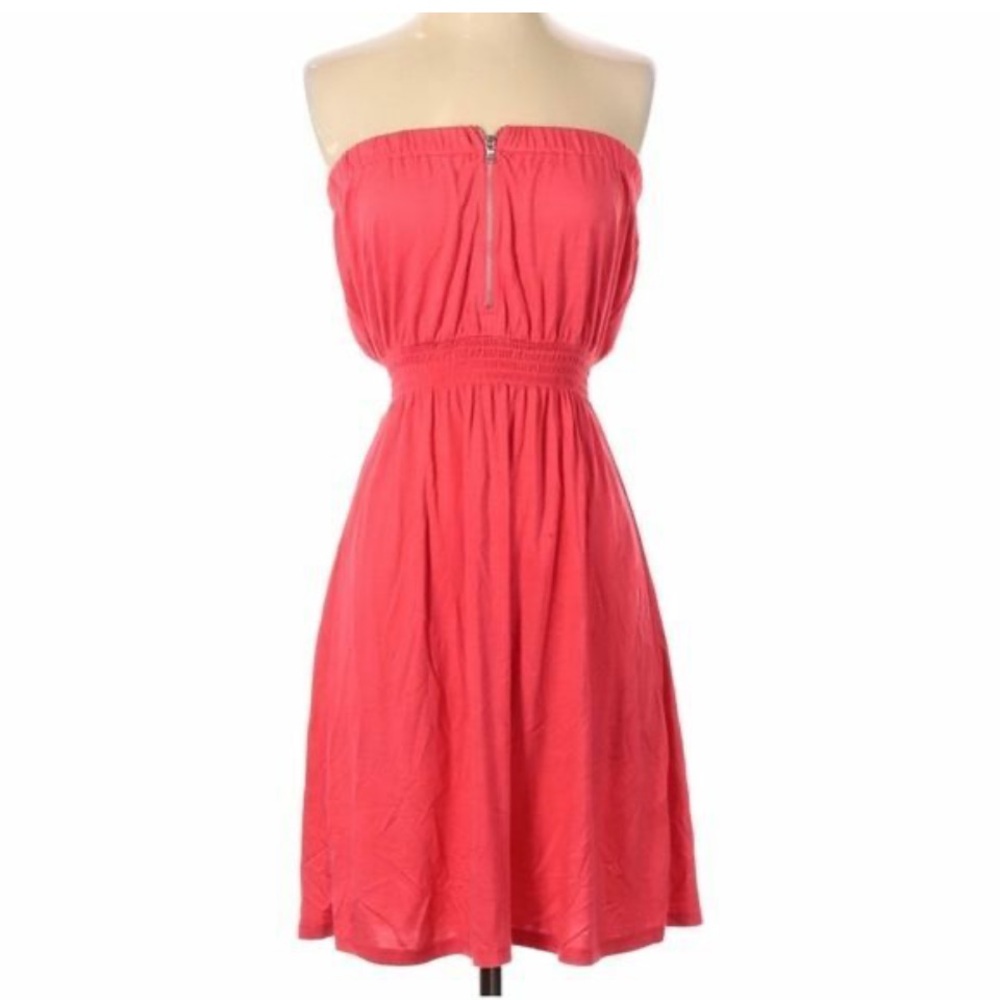 Elegant Strapless Orange Dress